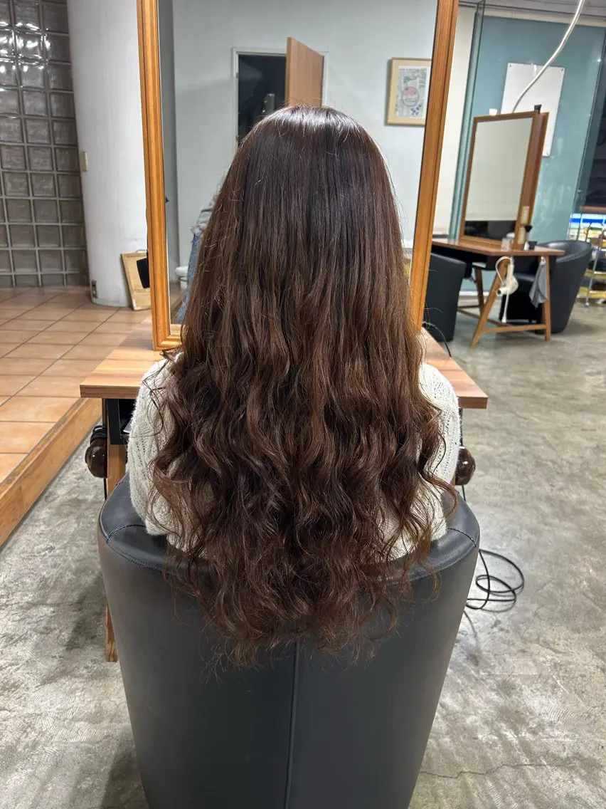 ロング パーマ デジタルパーマ パーマ 北崎 花のヘアスタイル