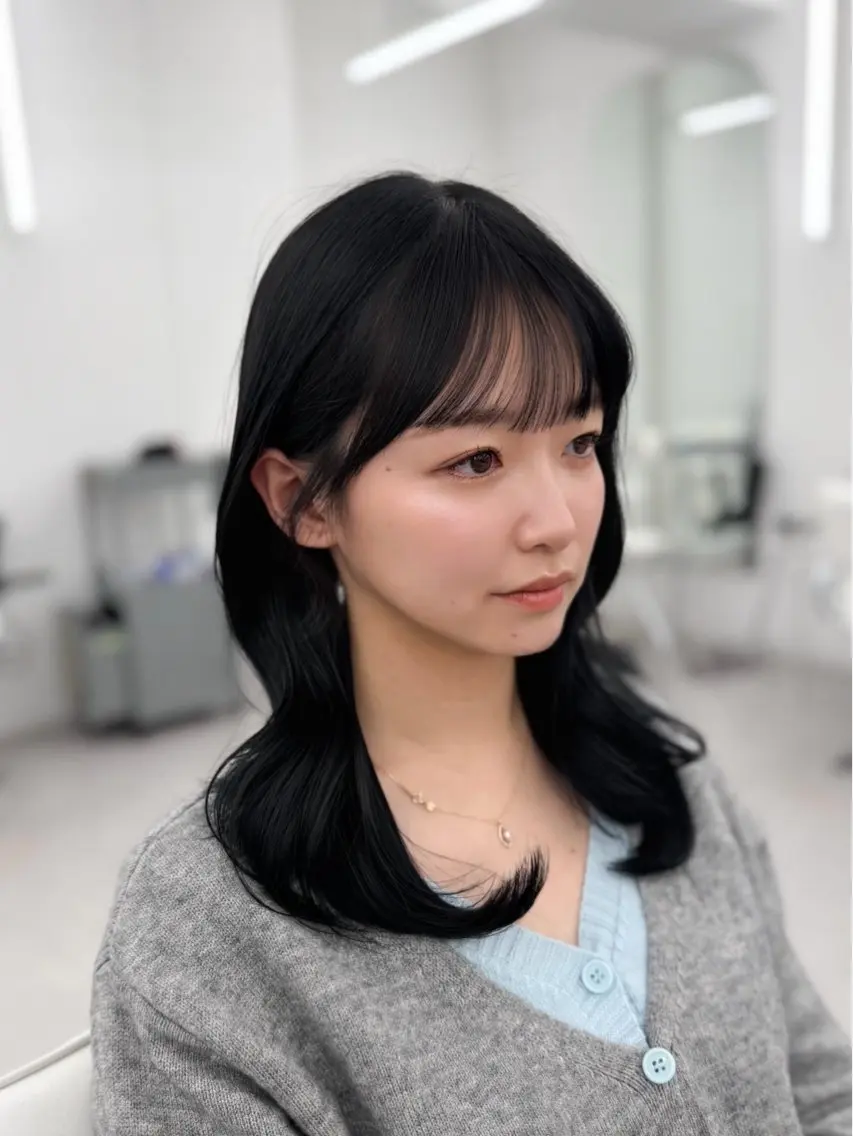 ロング カラー レイヤーカット 小顔カット カット トリートメント 韓国ヘア/顔周り ヘアセット/加藤優里のヘアスタイル