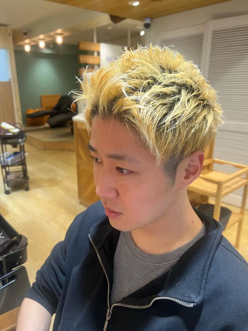 ショート カラー メンズ アップバング ショートヘア カット 新宿メンズ人気No1 仙頭 由範のヘアスタイル