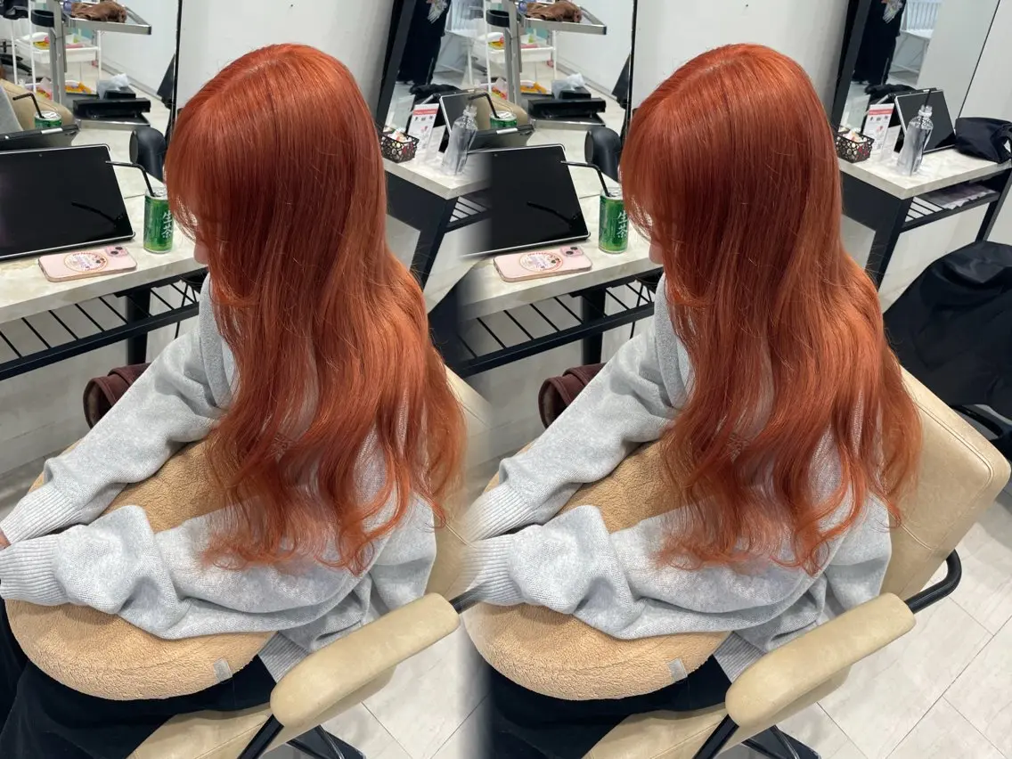 ロング カラー ヘアカラー 髪質改善ストレート 韓国風レイヤー池袋のヘアスタイル