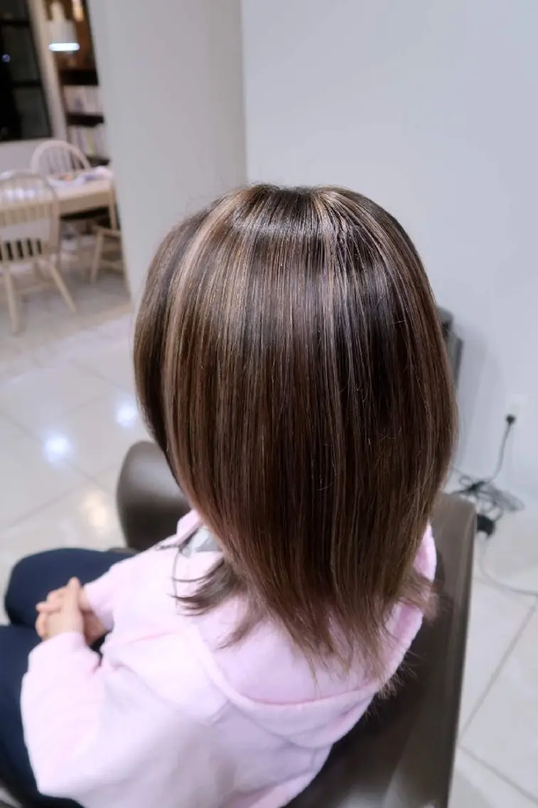 ミディアム ハイライト ヘアカラー 千葉 光春のヘアスタイル