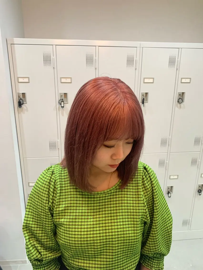 ミディアム カラー ベージュカラー ピンクカラー ピンクベージュ カット ヘアカラー トリートメント little 小濱彰太のヘアスタイル