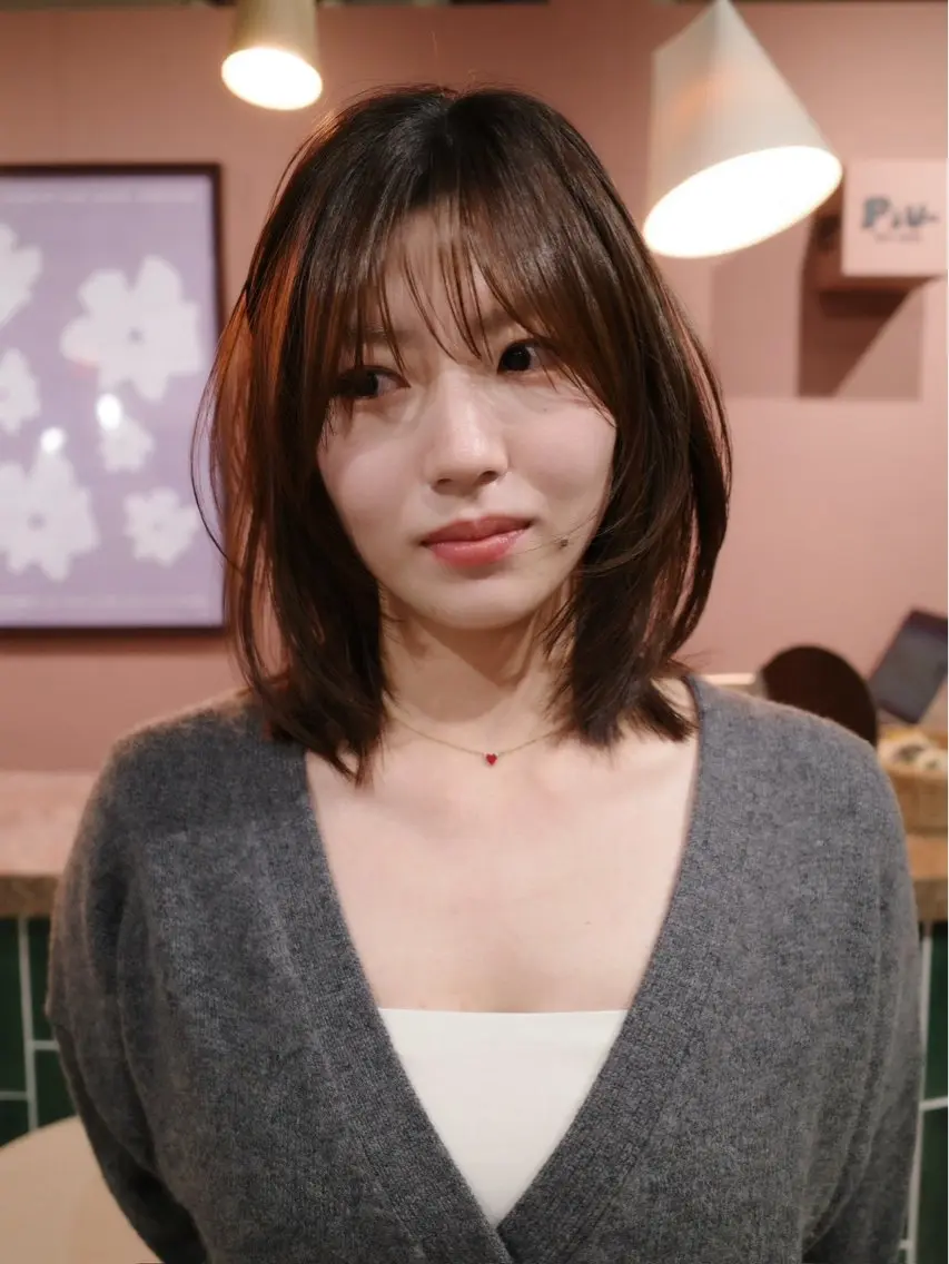 ミディアム カラー ヘアカラー トリートメント 渡邊萌衣/透明感 カラー/暖色カラーのヘアスタイル