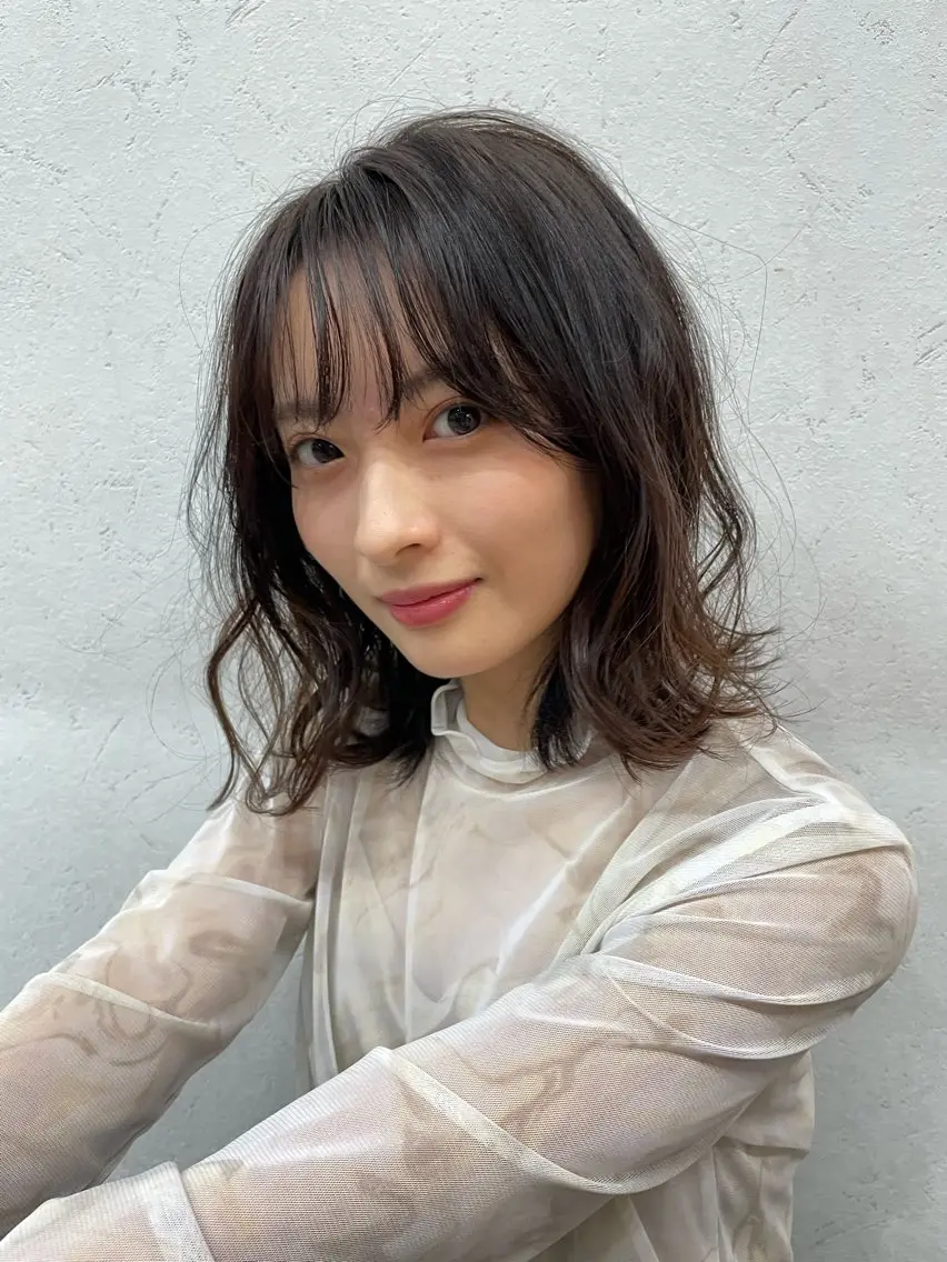 コテ巻き風ゆるパーマ💫+メンテナンスカット+トリートメントの写真