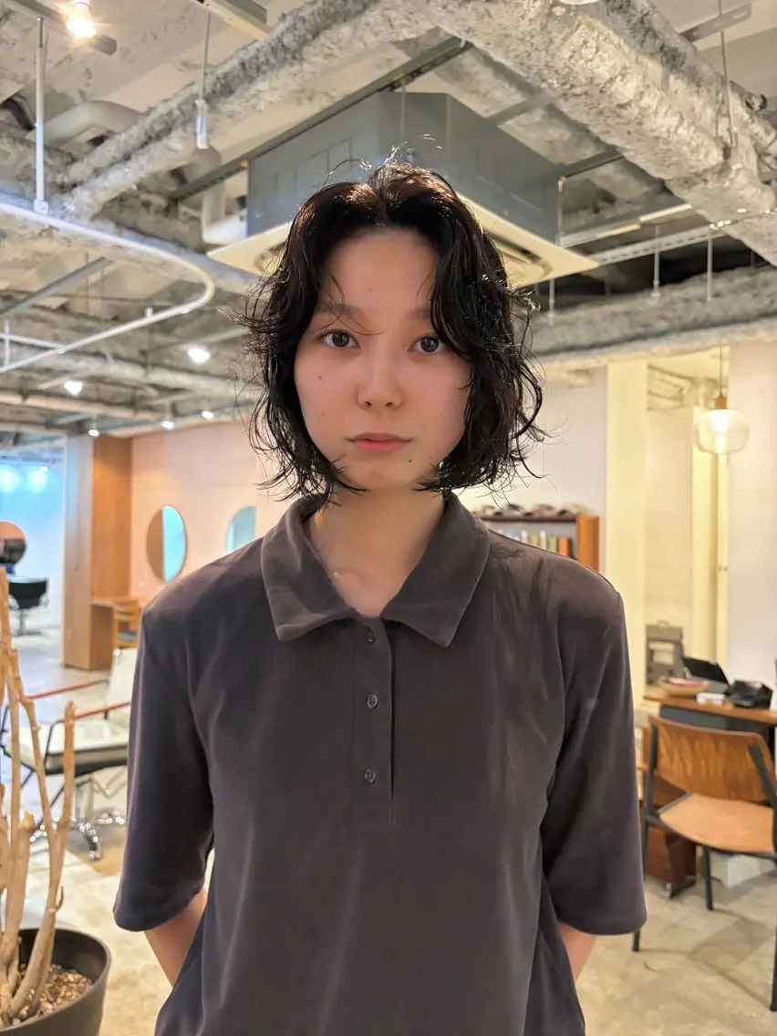 ミディアム パーマ ボブレイヤー ボブ レイヤーカット カット パーマ yu maのヘアスタイル