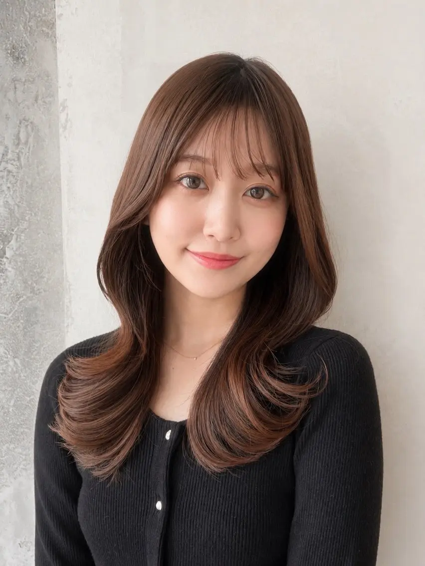 セミロング くびれヘア レイヤーカット カット ヘアカラー トリートメント 🧡くびれヘア/前髪 顔周り🧡久原結衣のヘアスタイル