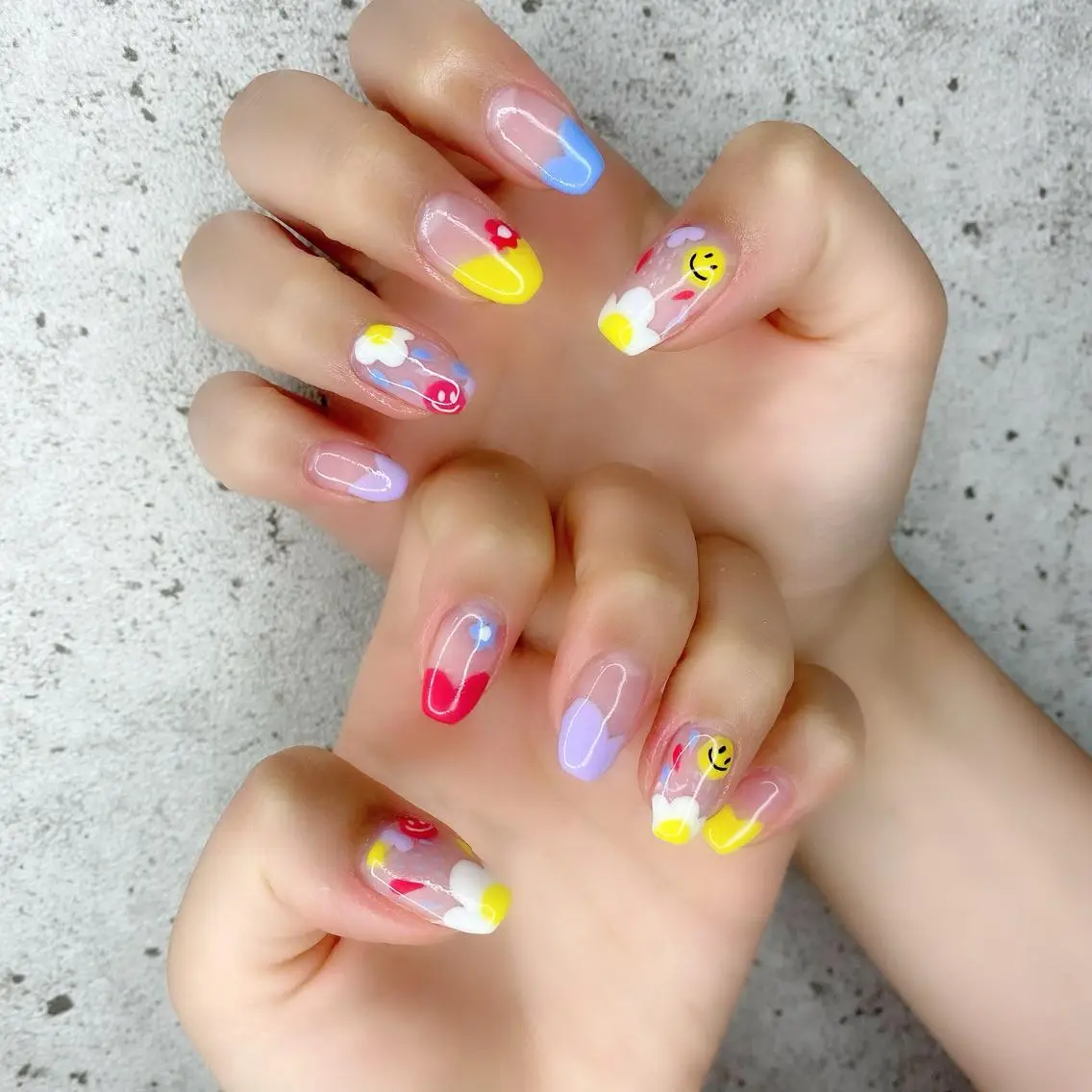 セミロング カラー パーマ ヘアアレンジ メンズ キッズ ネイル マツエク・マツパ アイブロウ フレンチネイル ハート 夏ネイル ハンドネイル Salon Ｋのネイルデザイン