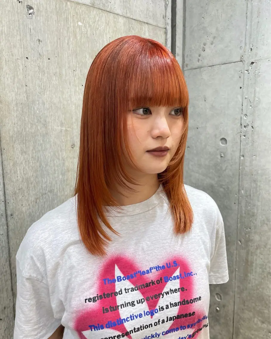 セミロング カラー ブリーチなしダブル ブリーチカラー優海のヘアスタイル