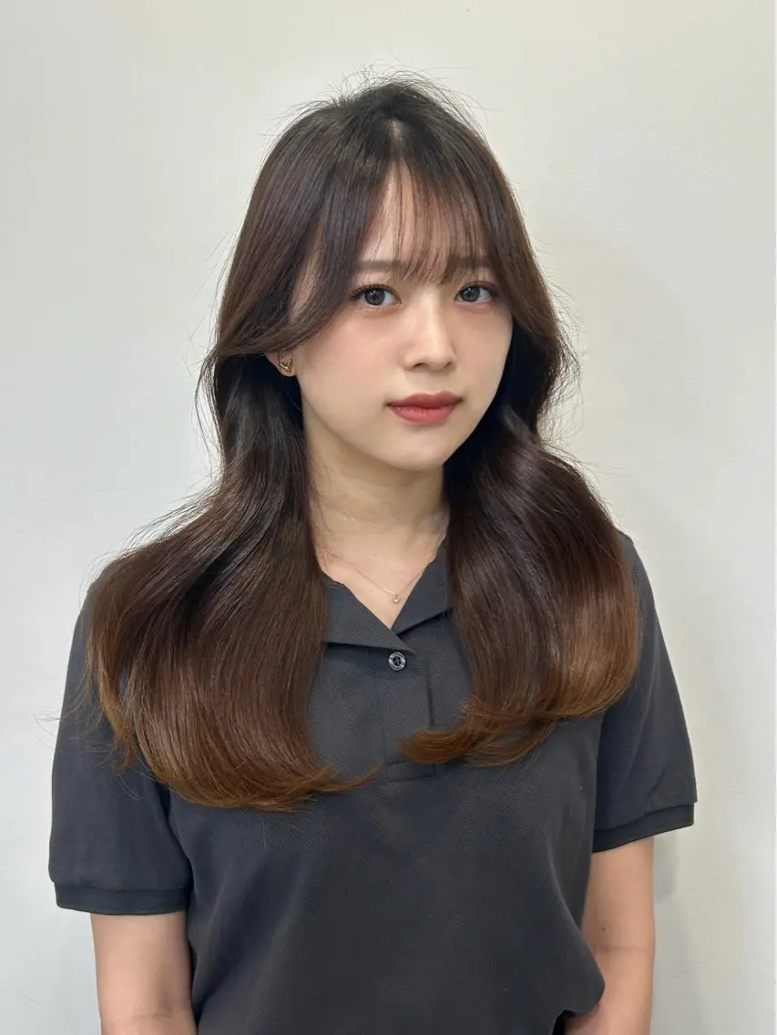 セミロング カラー ボブ 顔まわりレイヤー 韓国風ヘア レイヤーカット 似合わせカット カット 韓国ヘア/レイヤー Lily Wongのヘアスタイル