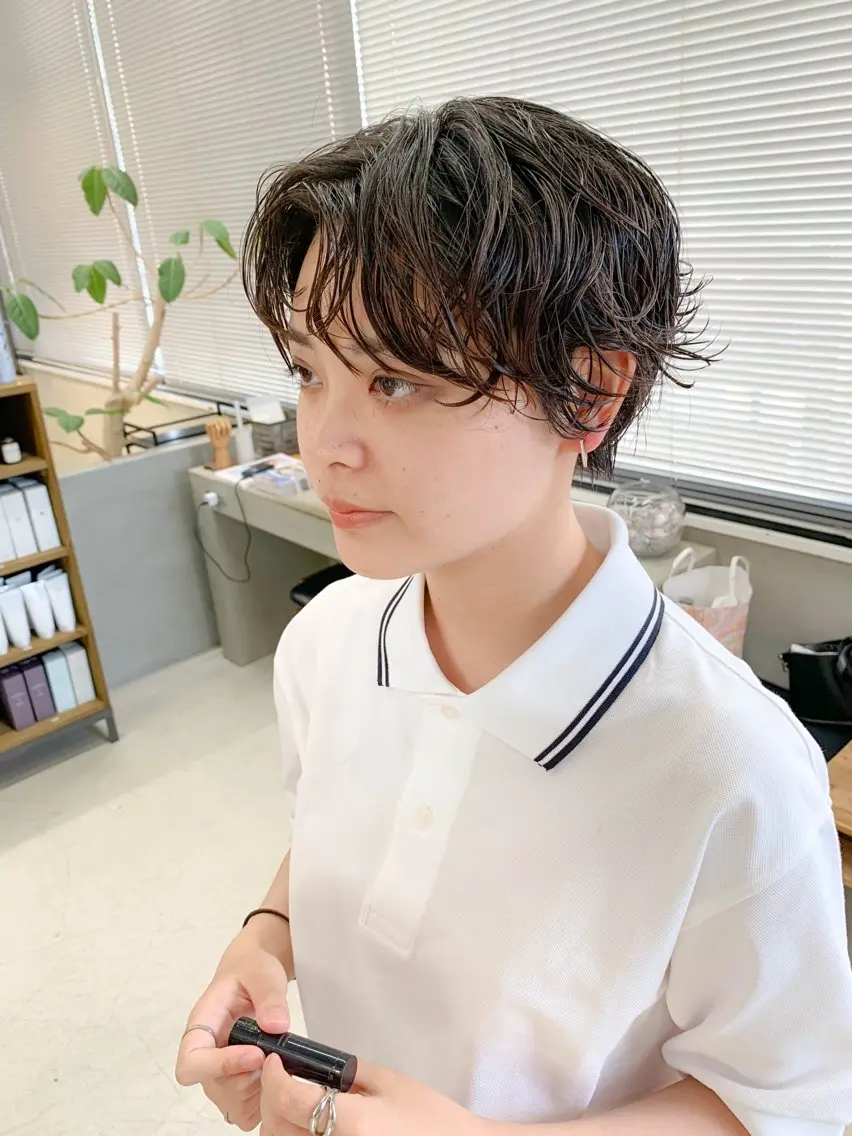 ショート パーマ カット パーマ トリートメント 横井伴典 名古屋駅 メンズパーマ/カットのヘアスタイル