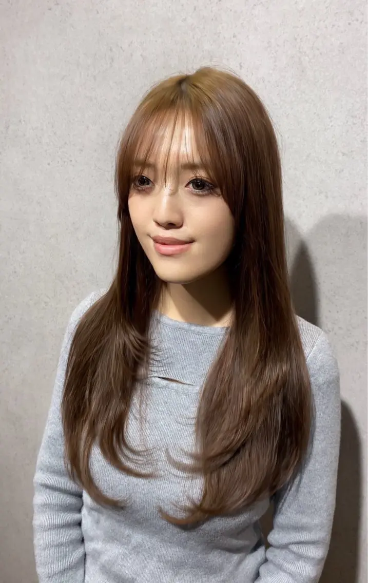 ロング ロングレイヤー 韓国風ヘア レイヤーカット ロング みやた なゆのヘアスタイル