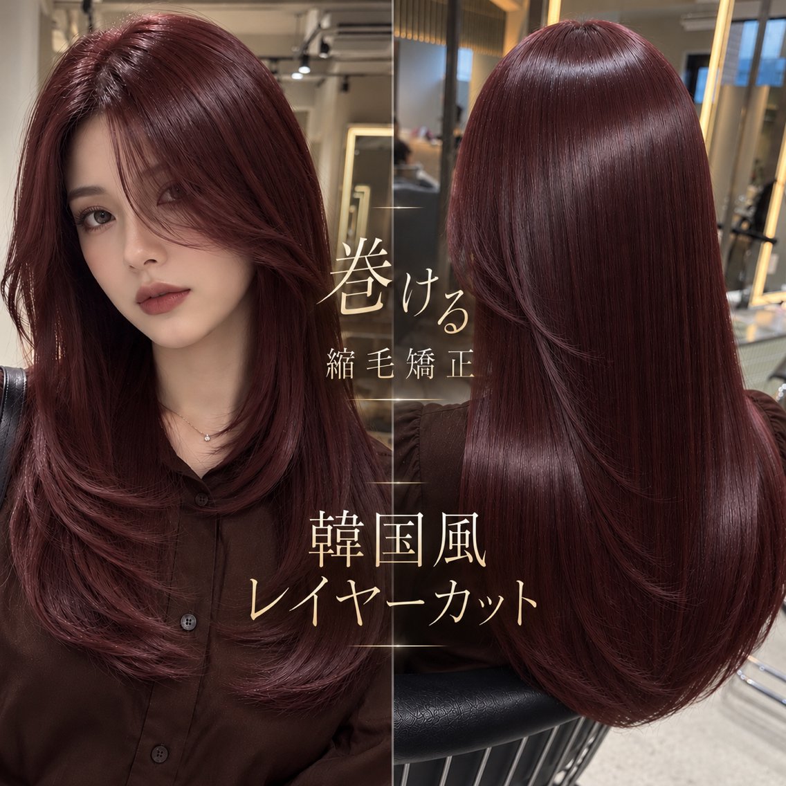 ロング 韓国風ヘア レイヤーカット 縮毛矯正 カット 縮毛矯正 トリートメント 💖ボブ/縮毛矯正/ 艶髪/みそら💖のヘアスタイル