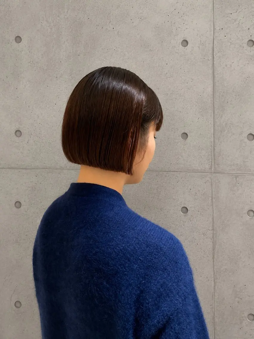 ミディアム カラー レッドカラー ボブ カット ヘアカラー トリートメント 宿 祥子のヘアスタイル