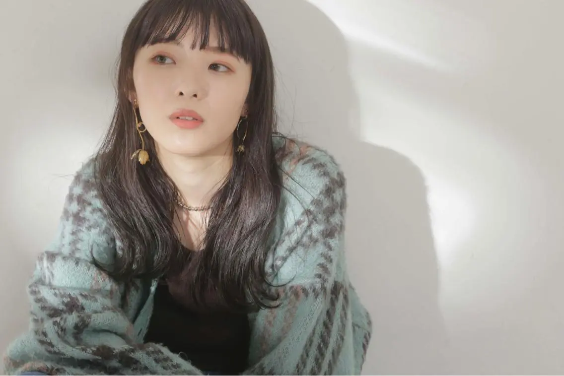 セミロング カット ヘアカラー エクステ しもかわ かほのヘアスタイル