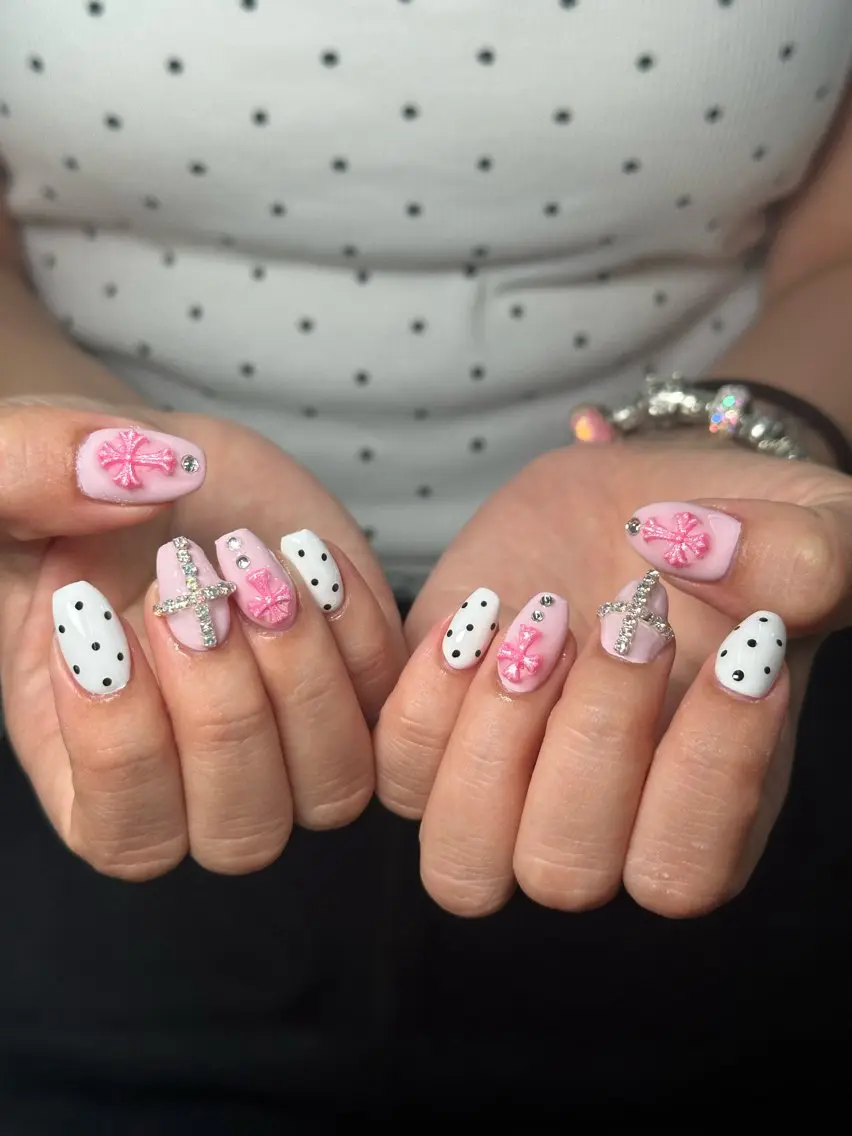 ネイル ドット ピンク ハンドネイル 🐚 すなのネイルデザイン