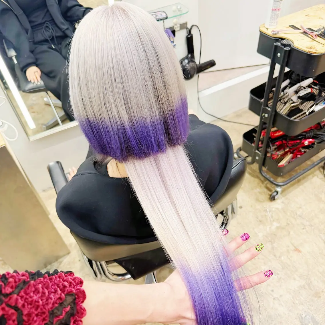 ロング カラー ブリーチ ケアブリーチ デザインカラー ハイトーンカラー ハッシュカット カット ヘアカラー トリートメント ハイトーン/レイヤー しゅーたのヘアスタイル