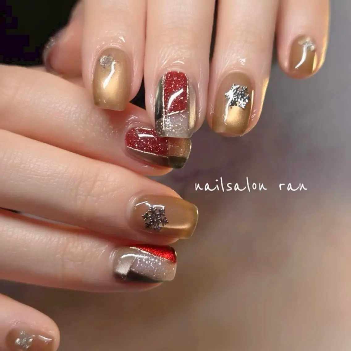 ネイル アートネイル 冬ネイル クリスマス ハンドネイル ハンドケア nailsalon ranのネイルデザイン