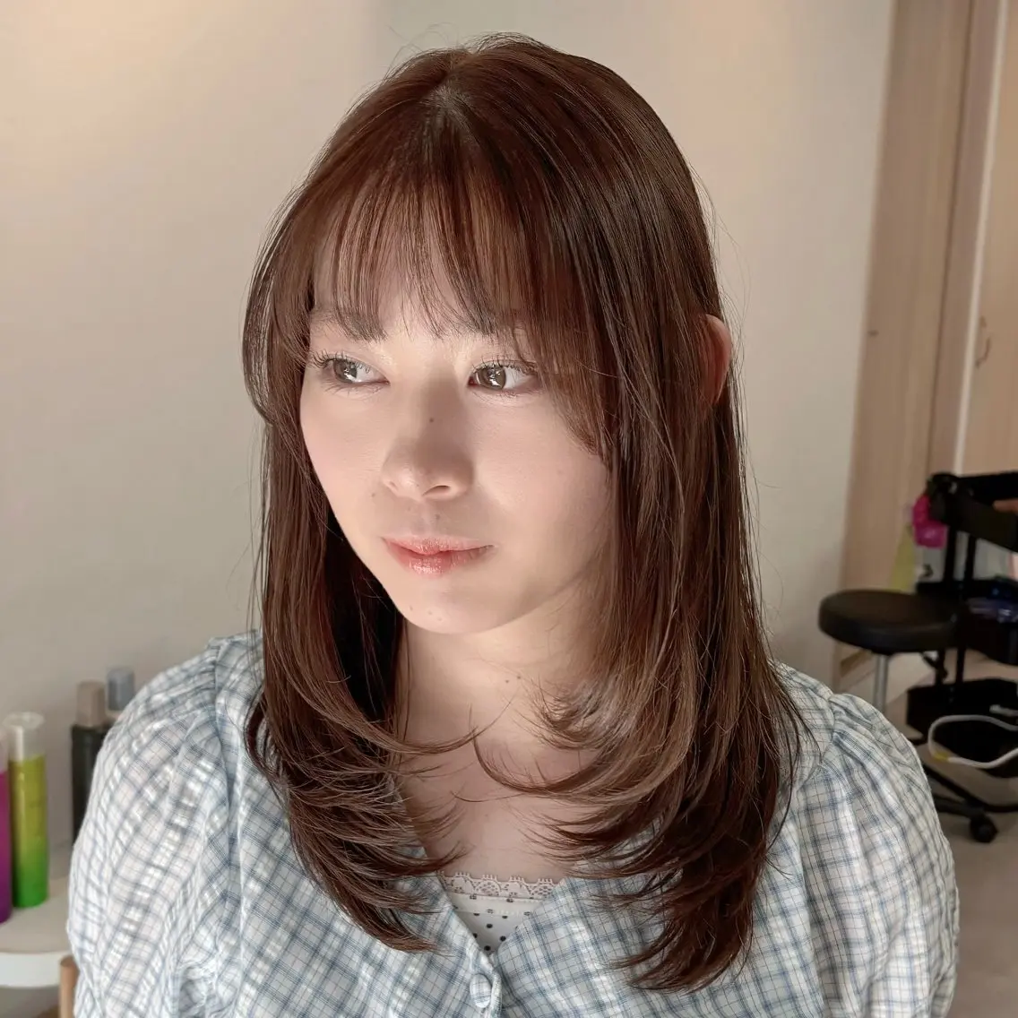 ミディアム カット ヘアカラー トリートメント レイヤー/艶々カラー /縮毛矯正/うみ🌟のヘアスタイル