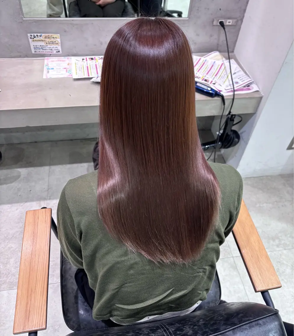 ロング カラー ブラウンカラー ピンクカラー ピンクブラウン ヘアカラー たけだ せなのヘアスタイル