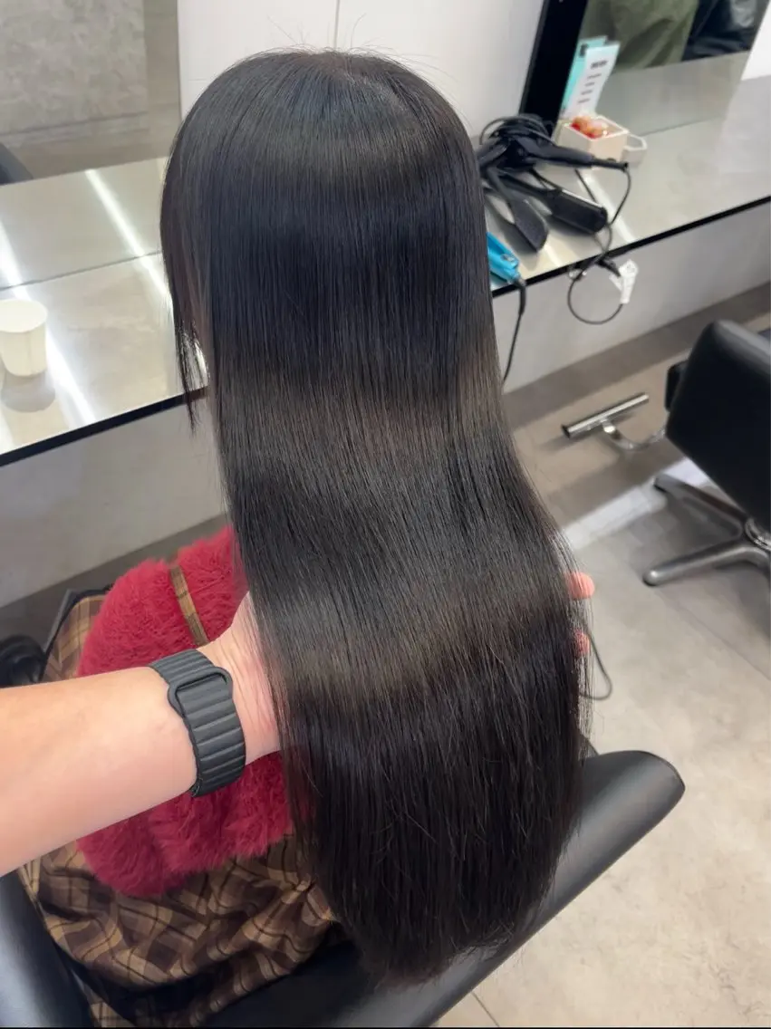 ロング カット ヘアカラー 縮毛矯正 トリートメント 髪質改善/縮毛矯正 梅田茶屋町/西尾祐作のヘアスタイル