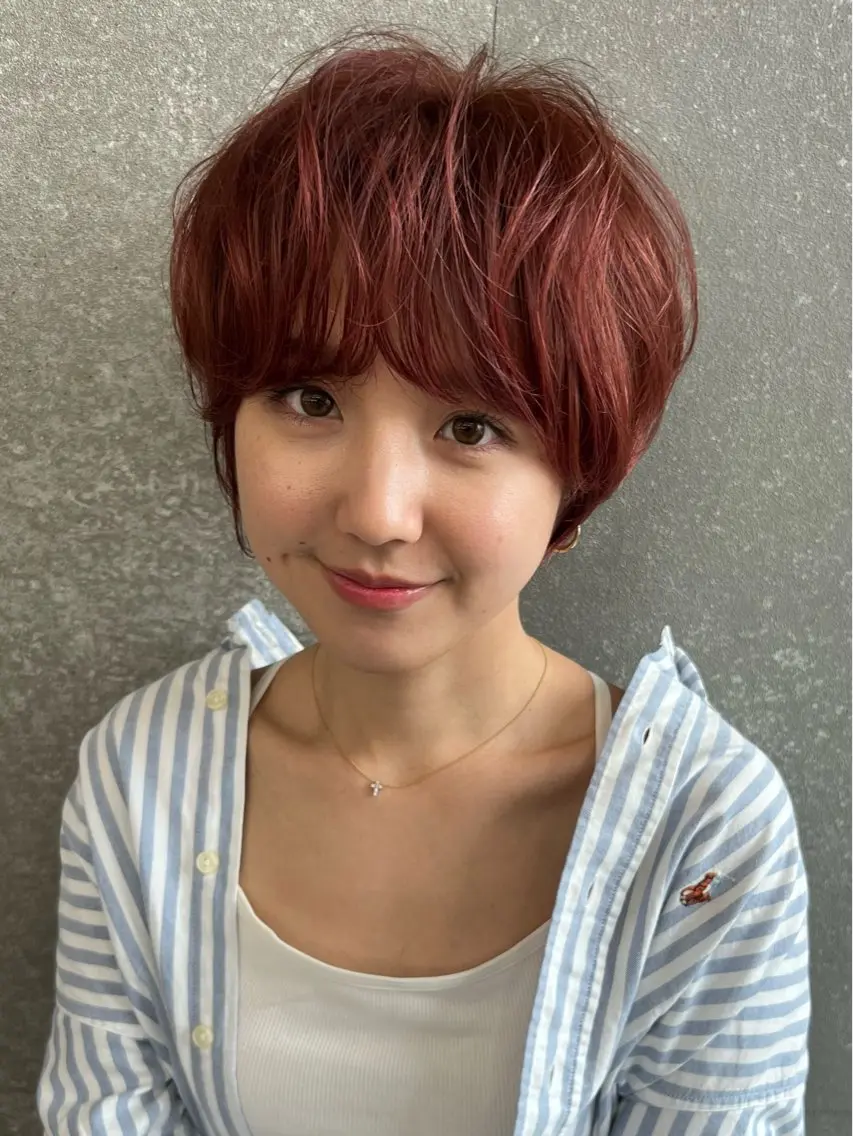 ショート カラー パーマ 🫧ボブ/縮毛矯正/ 小顔/ゆーな🫧のヘアスタイル