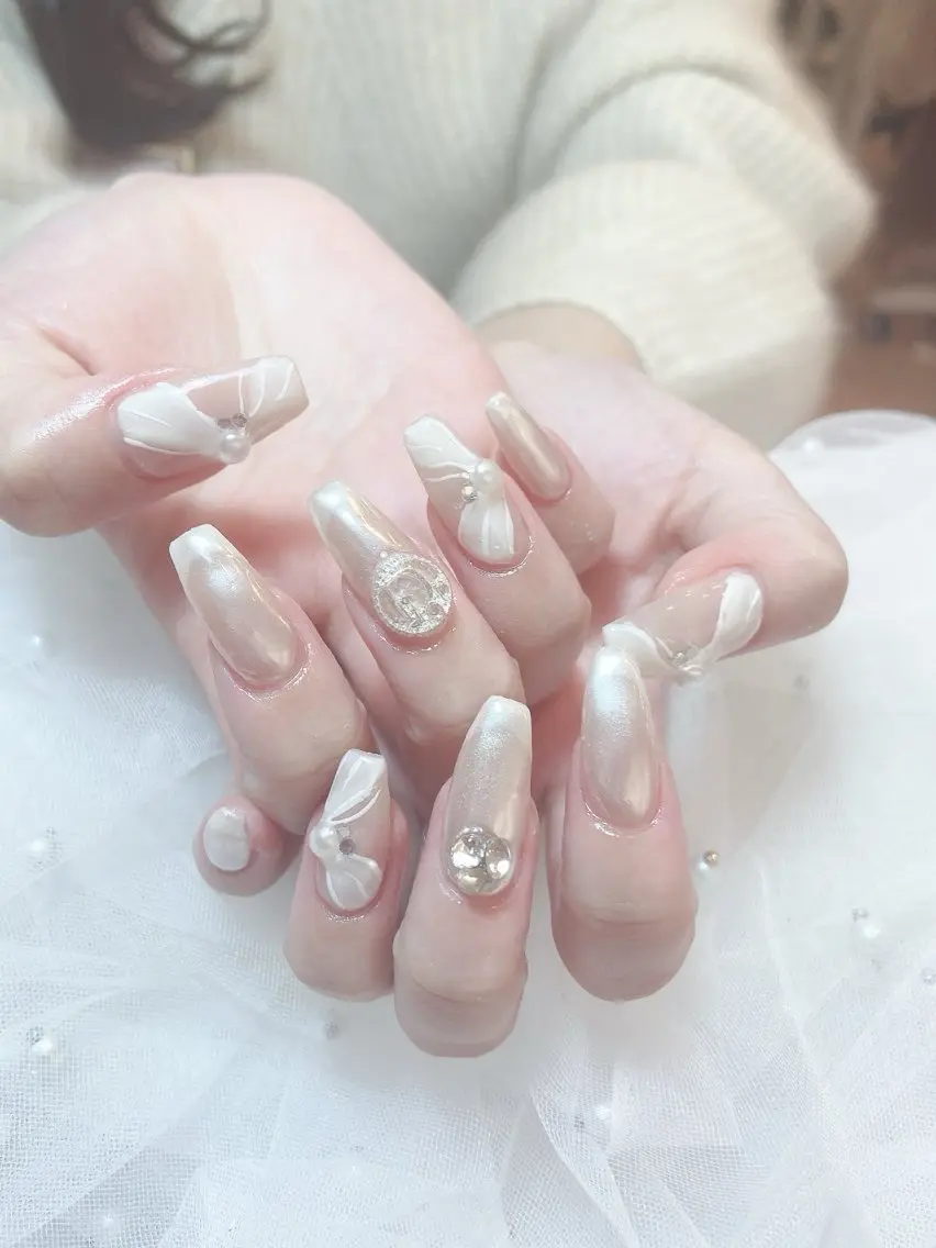 【スカルプ】チップ長さ出し、SNS流行のお姫様👸風定額コース☆ご新規ジェルオフ無料の写真