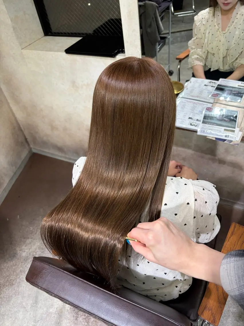 ロング パーマ 髪質改善 縮毛矯正 ヘアカラー 縮毛矯正 ioe/神戸三宮 /三國雅矢のヘアスタイル