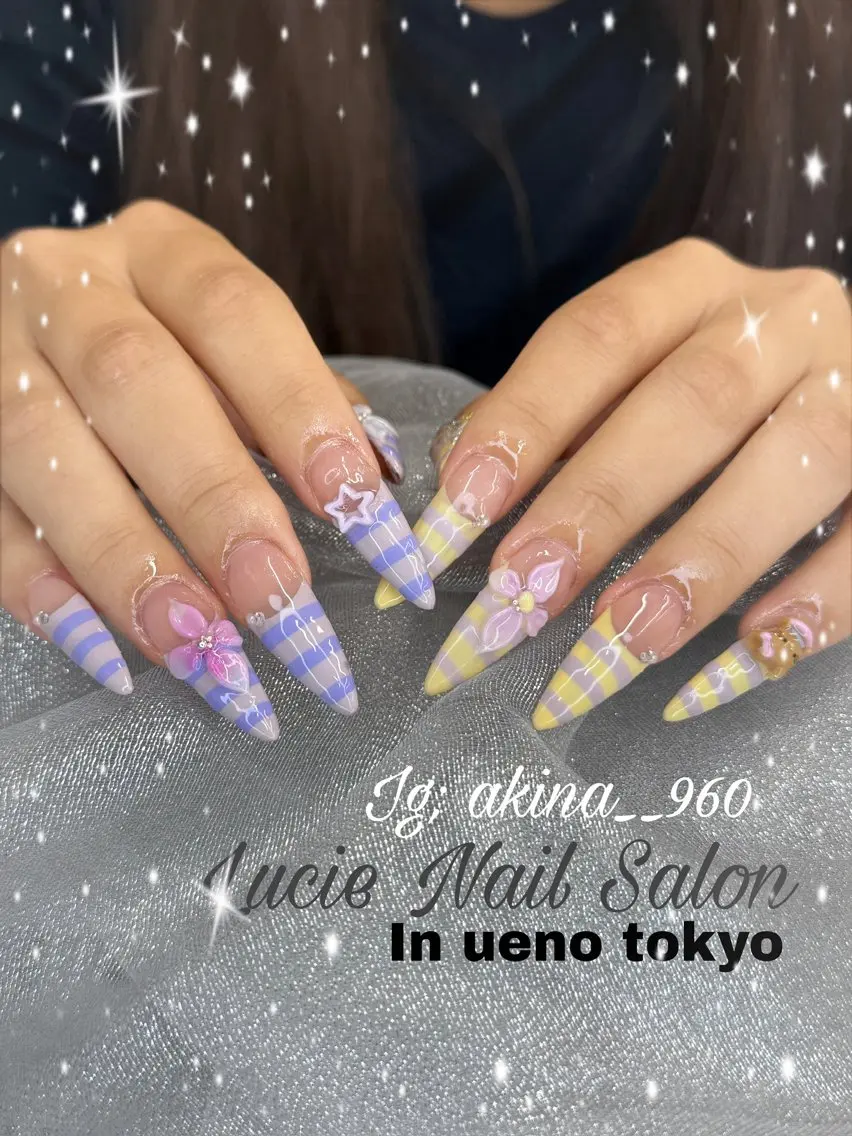 ネイル フットネイル 氷ネイル・うるうるネイル マットネイル ニュアンスネイル リボン ハンドネイル Akina Nailのネイルデザイン