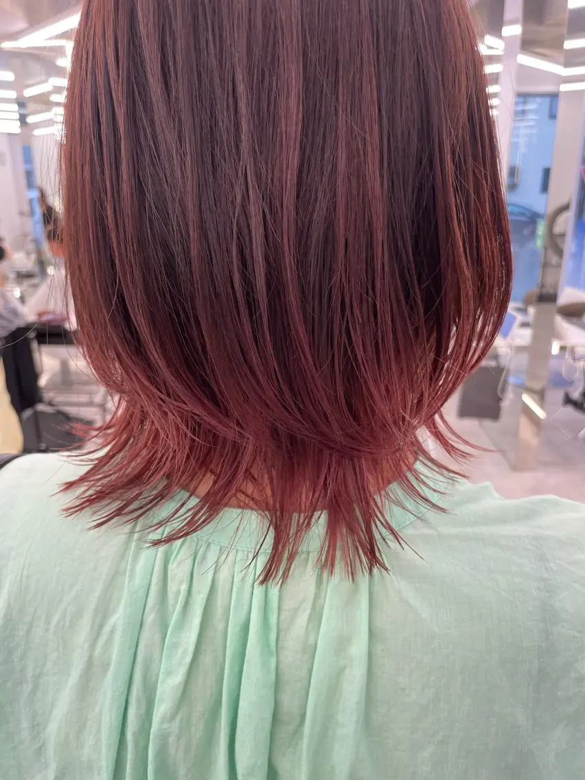 ミディアム カラー ヘアアレンジ ブリーチ ピンクカラー カット ヘアカラー 【Sweep】おじま のぞみのヘアスタイル