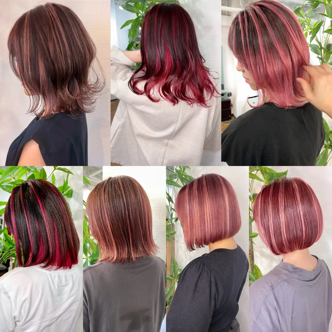 ミディアム カラー バレイヤージュ ハイライトカラー ピンクカラー ハイライト レイヤーカット Re:ta Hair 飯田淳平のヘアスタイル