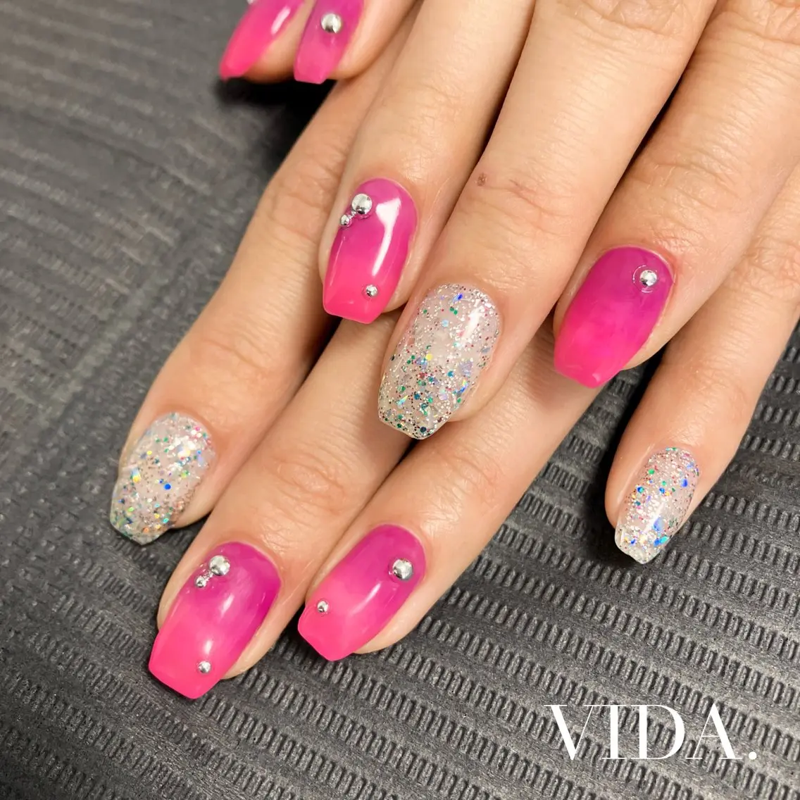 ネイル ラメ(グリッター) 夏ネイル ハンドネイル private salon VIDAのネイルデザイン