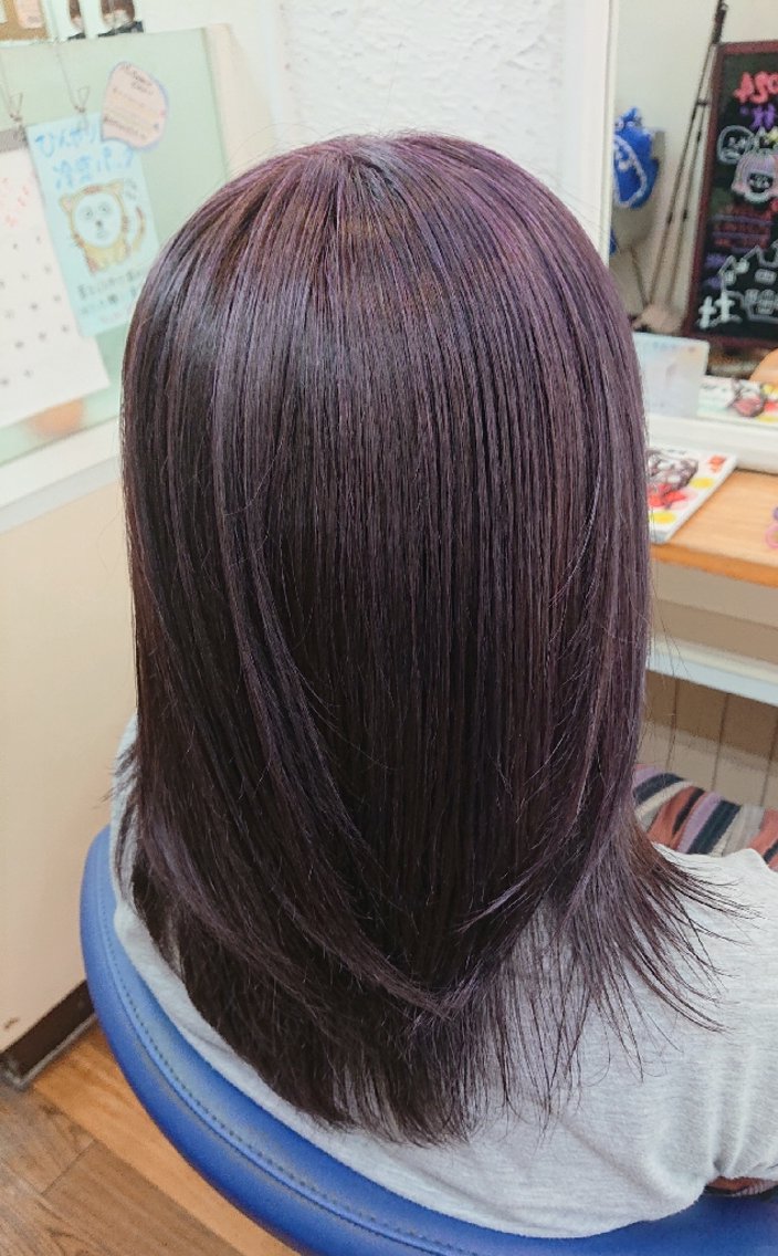 セミロング カラー ピンクカラー バイオレットカラー 森長 咲子のヘアスタイル