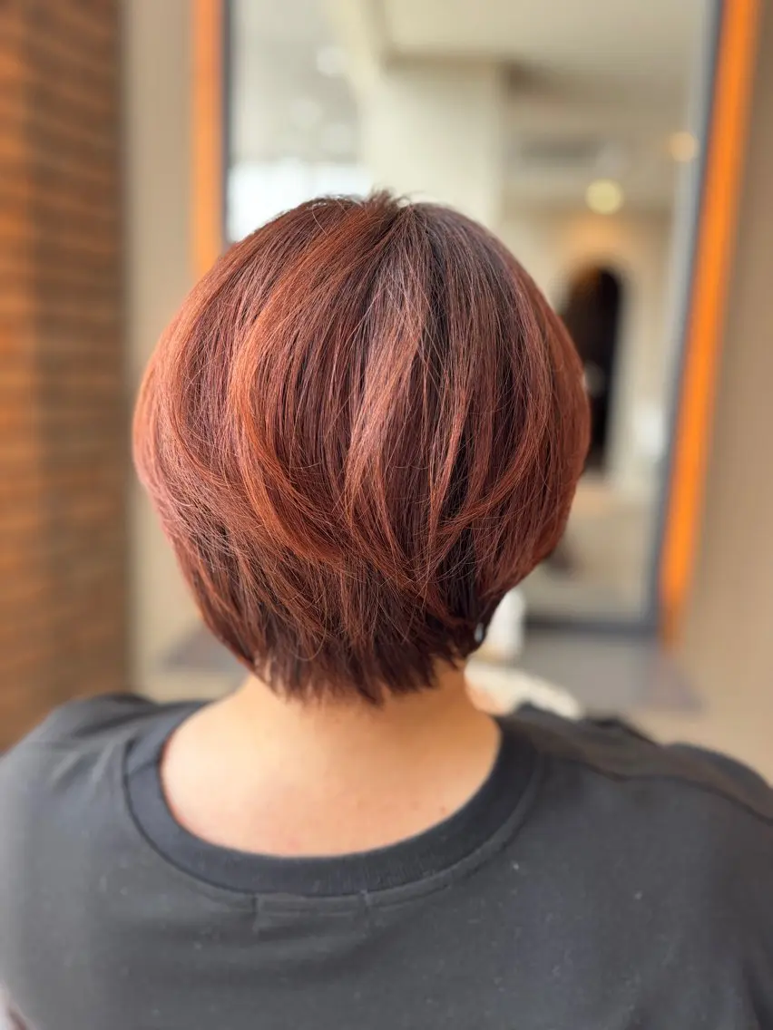 ショート カット ヘアカラー トリートメント ヘッドスパ 酸性ストレート/ブリ ーチなしWカラー河本のヘアスタイル