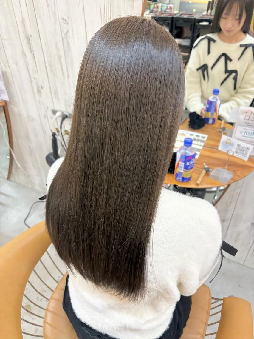 ロング カラー カット ヘアカラー トリートメント オリーブベージュ/ボ ブ縮毛矯正たまき🧡のヘアスタイル