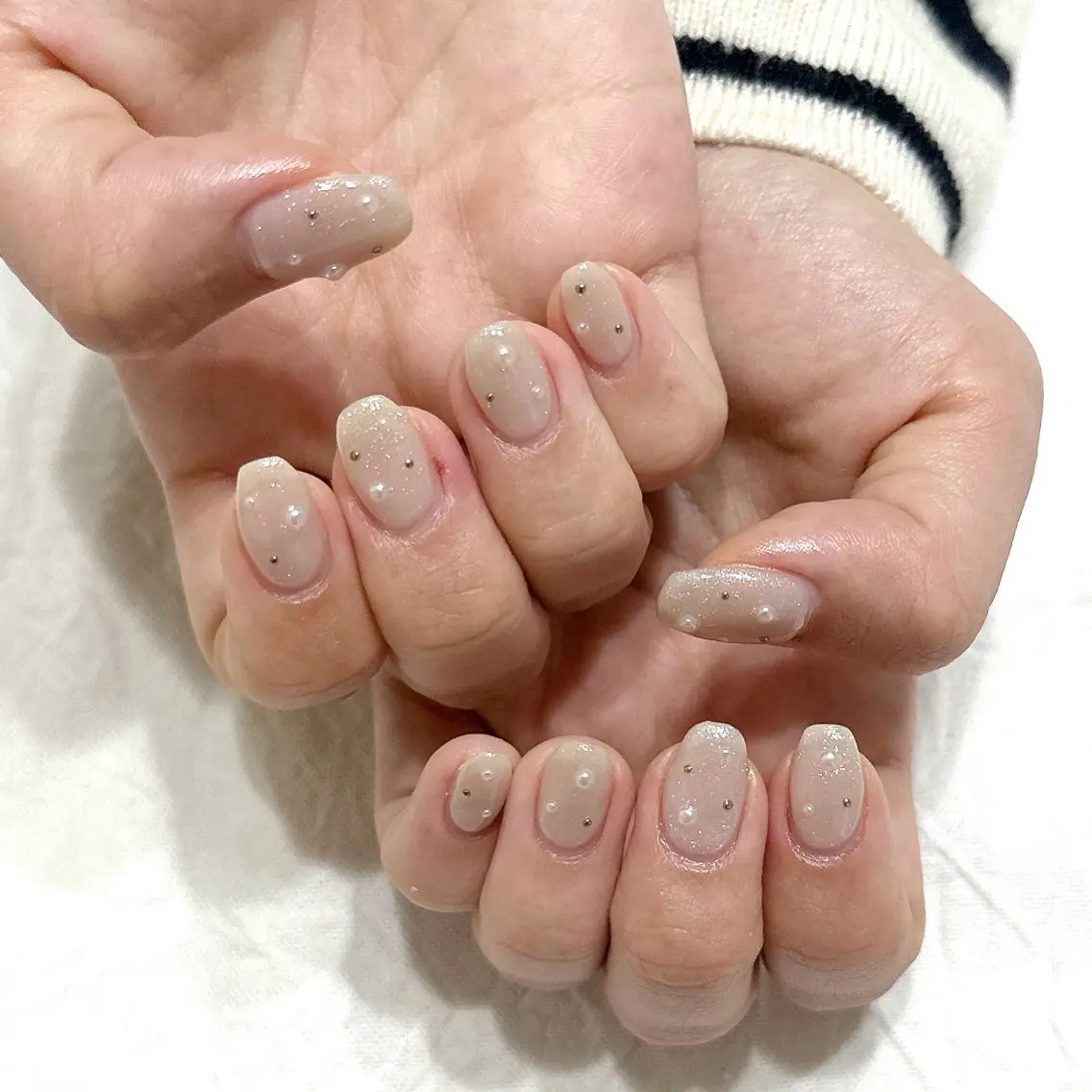 ネイル ラメ(グリッター) ホワイト ハンドネイル peaberry nailのネイルデザイン