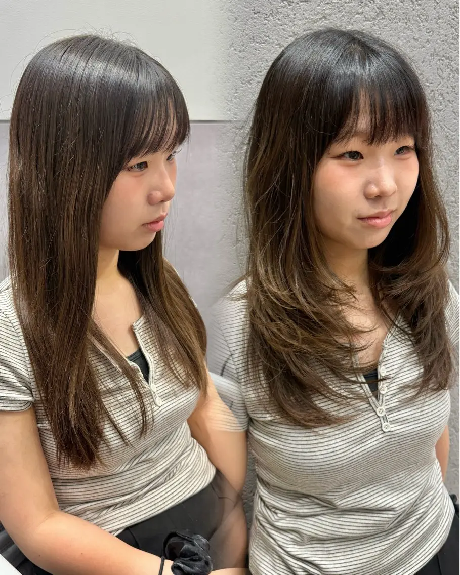 ロング カット 縮毛矯正 トリートメント 髪質改善×レイヤー 🫧鷹司郎のヘアスタイル