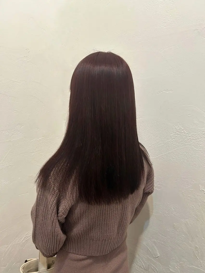 ロング カラー ブラウンカラー ピンクカラー ピンクブラウン 水谷 優華のヘアスタイル