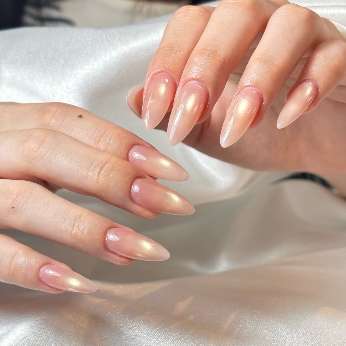 ネイル 桜ネイル 長さ出し フレンチネイル 韓国ネイル マグネットネイル ハンドネイル kiwami305 nail salonのネイルデザイン