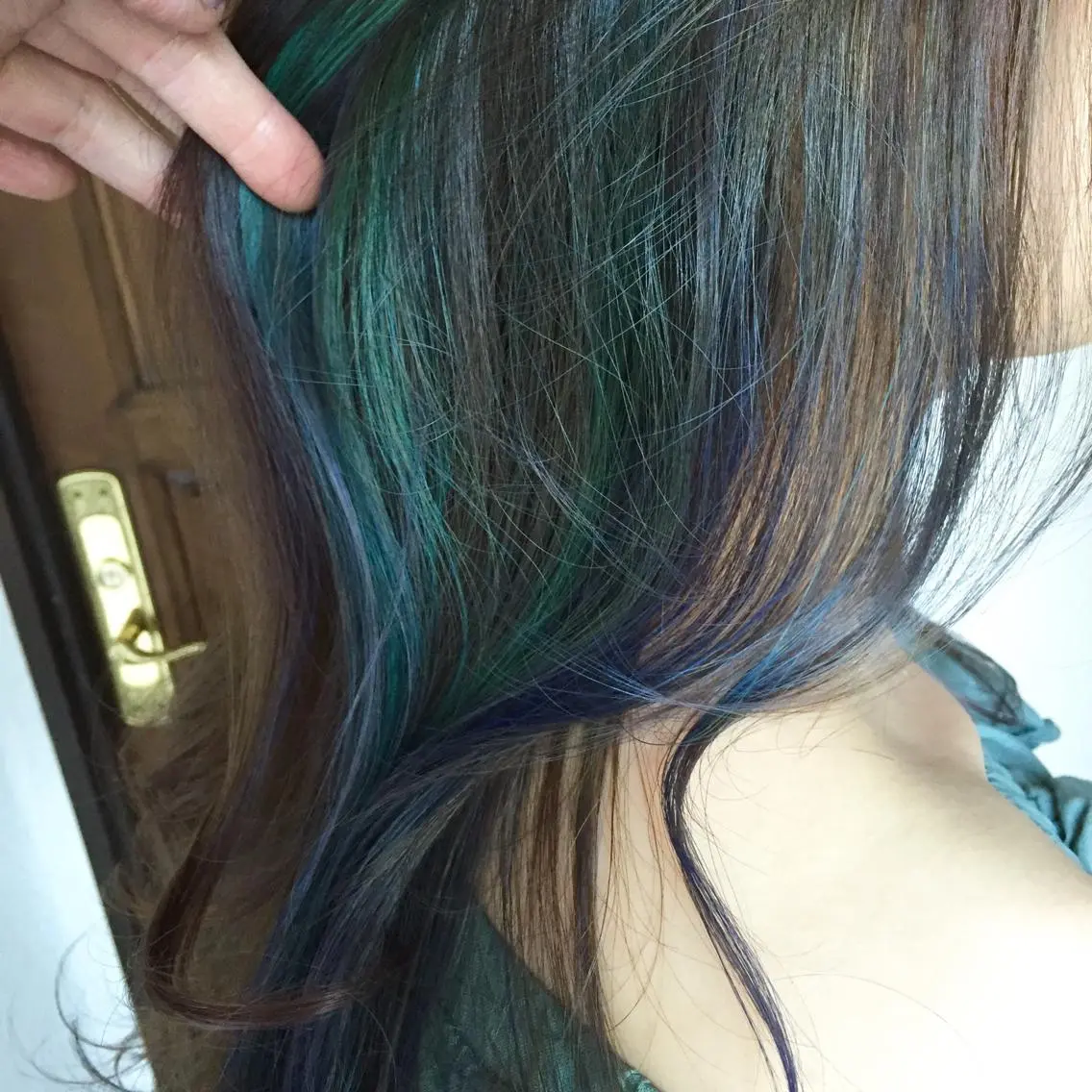 ロング カラー ブルーカラー インナーカラー ネイビーカラー noce harumiのヘアスタイル