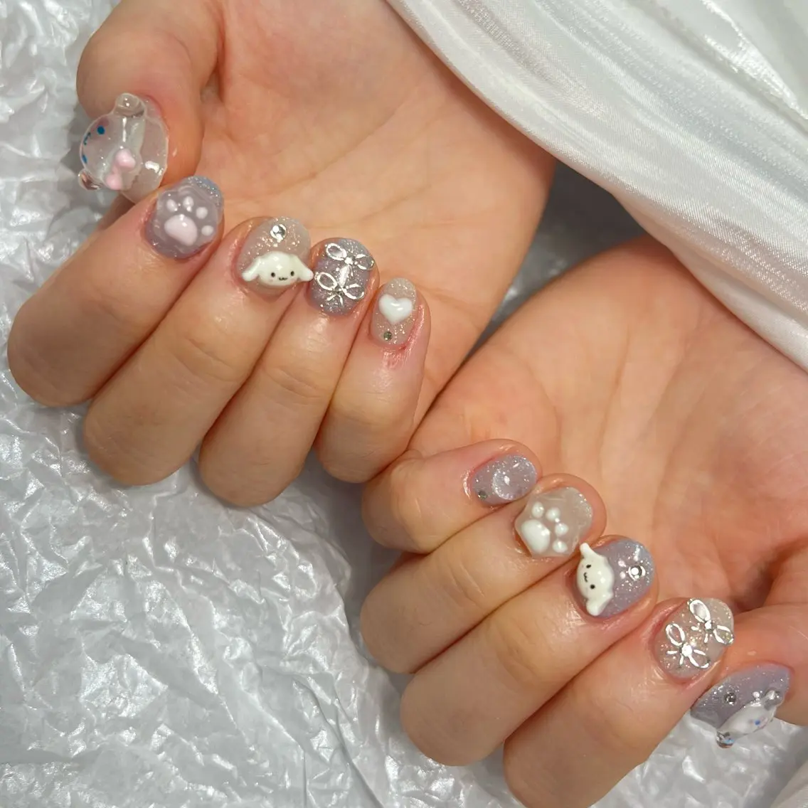 ネイル オーロラネイル 長さ出し ジェルネイル 氷ネイル・うるうるネイル 韓国ネイル ハンドネイル Lumiereva nail salonのネイルデザイン