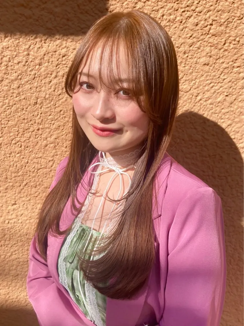 ロング カット ヘアカラー 暖色カラー💞 菊地しおんのヘアスタイル