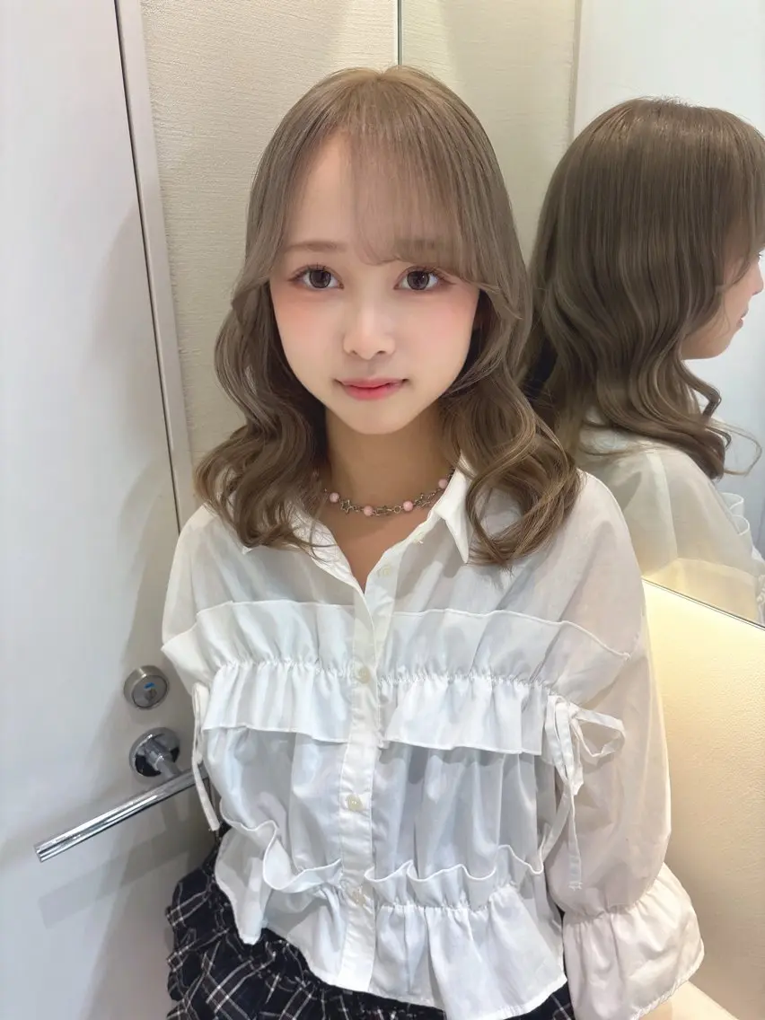 ミディアム カット ヘアカラー トリートメント 顔周り🇰🇷韓国 レイヤー/モエのヘアスタイル