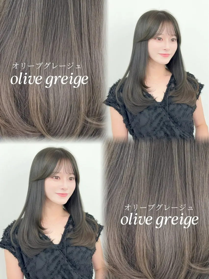 ロング カラー 透明感カラー グレージュ レイヤーカット カット ヘアカラー トリートメント 韓国ヘア/レイヤー/ 顔まわり足立遥奈のヘアスタイル