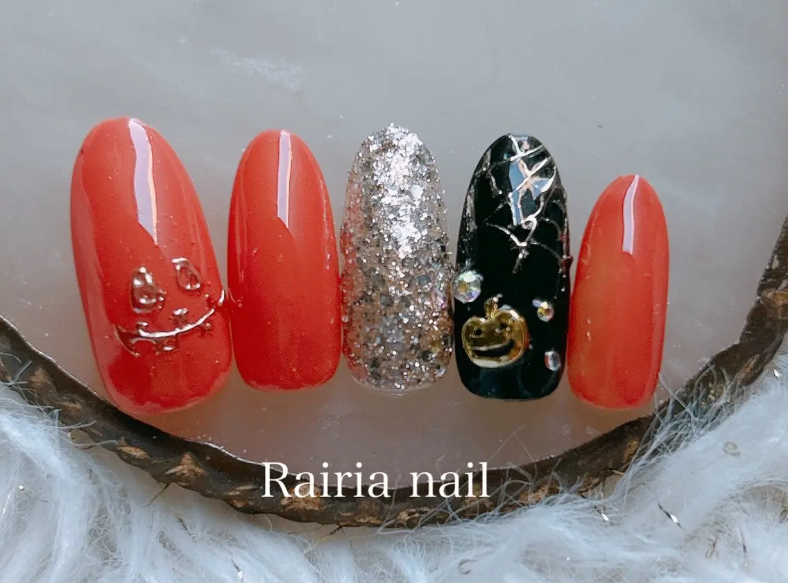 ネイル アートネイル ジェルネイル ハロウィン 持ち込み ニュアンスネイル Rairia nail本八幡店のネイルデザイン