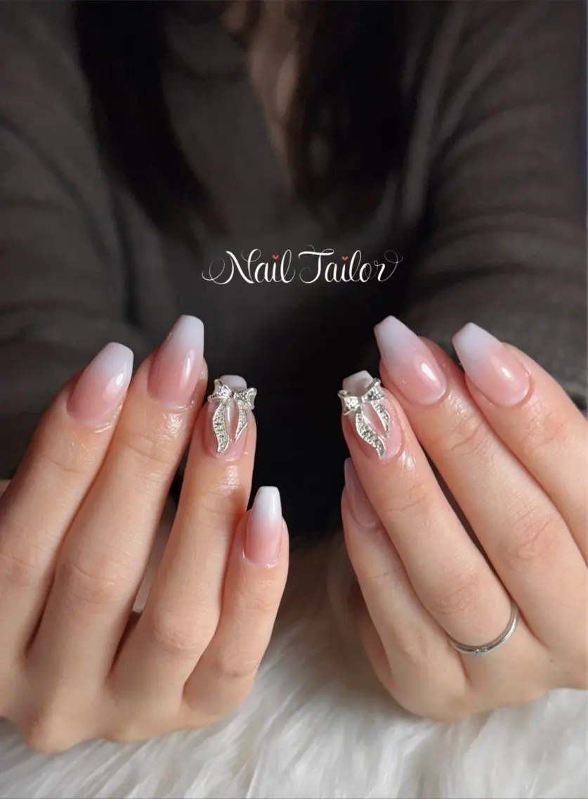ネイル ジェルネイル ロングネイル オフィスネイル ブライダルネイル ホワイト ハンドネイル NailTailor ネイルテイラーのネイルデザイン