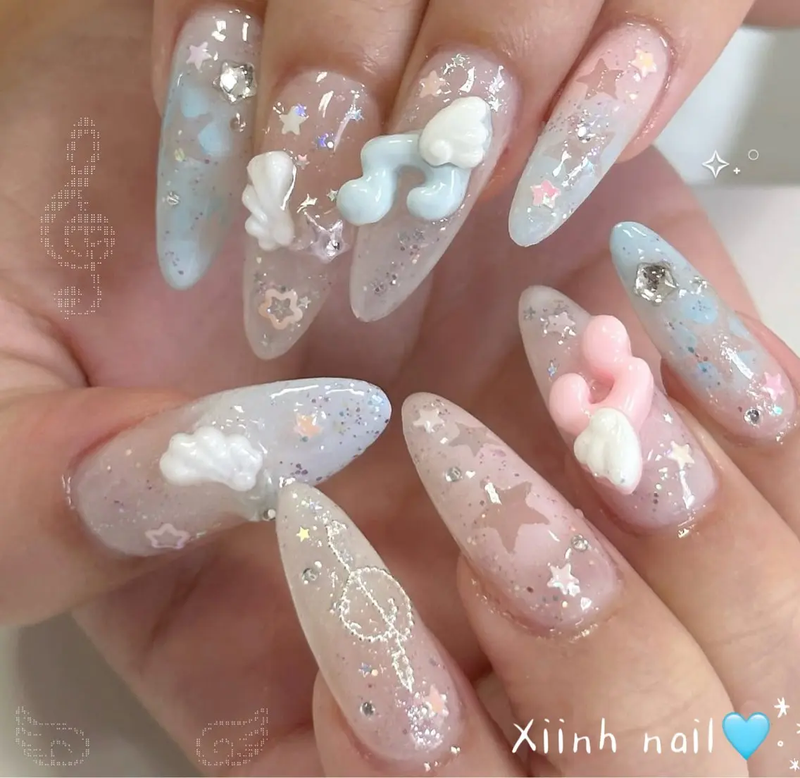 ネイル チークネイル 桜ネイル 長さ出し フットネイル ジェルネイル XIINH NAIL SALONのネイルデザイン