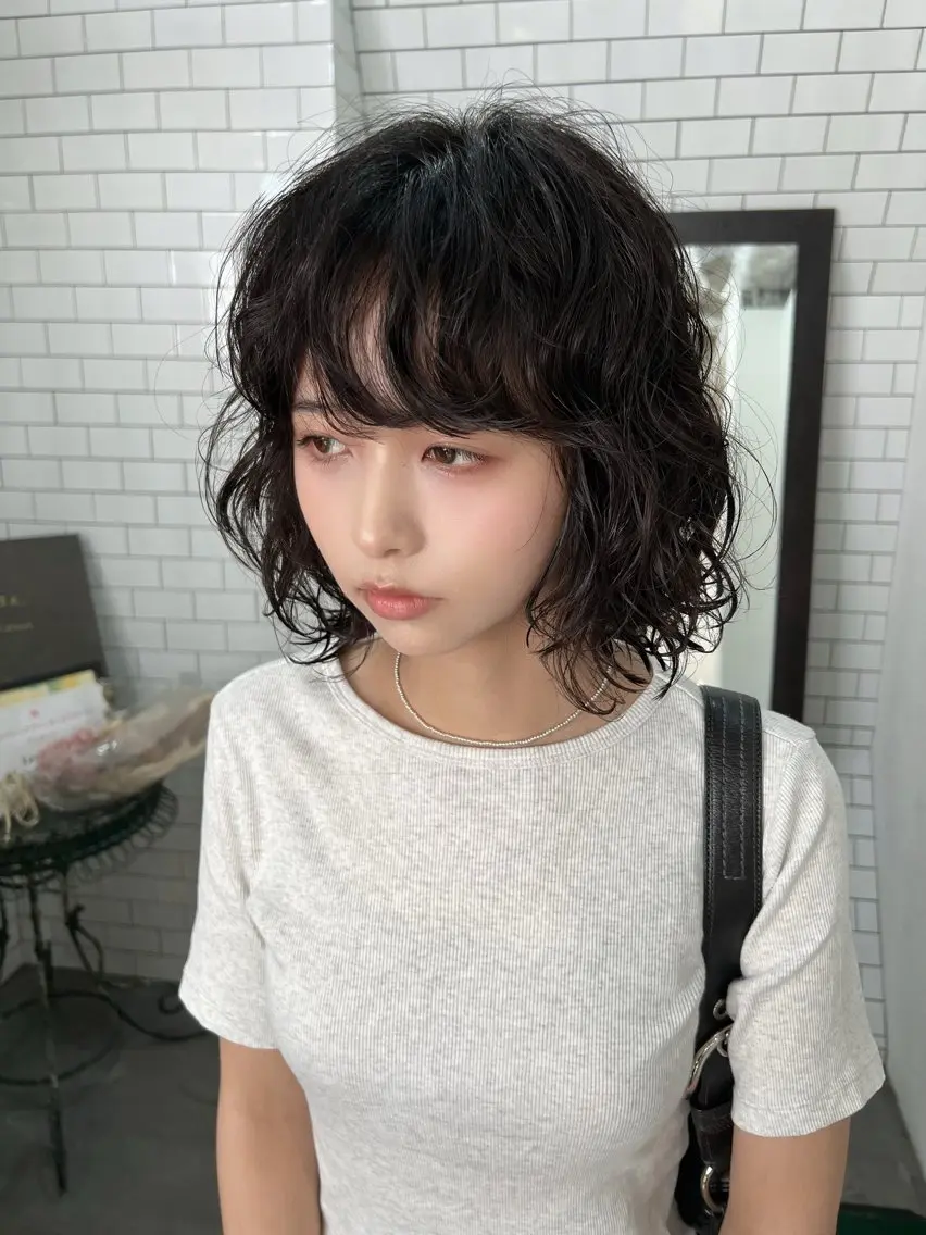 ショート カット パーマ 紙屋町ショート /ボブ　パーマ河内蓮のヘアスタイル