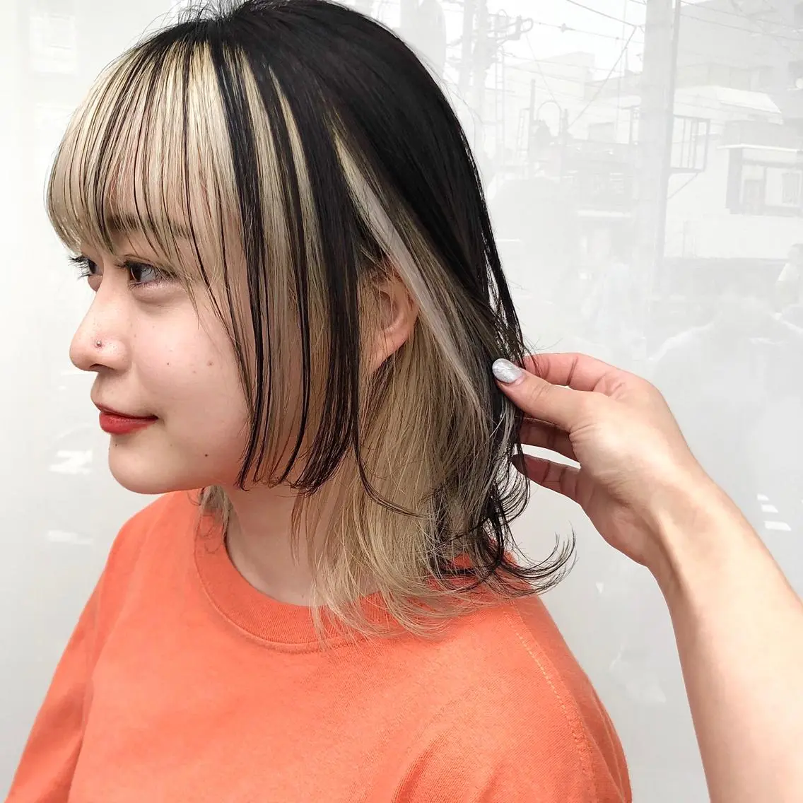ミディアム カラー インナーカラー ウルフカット ハッシュカット/七海のヘアスタイル