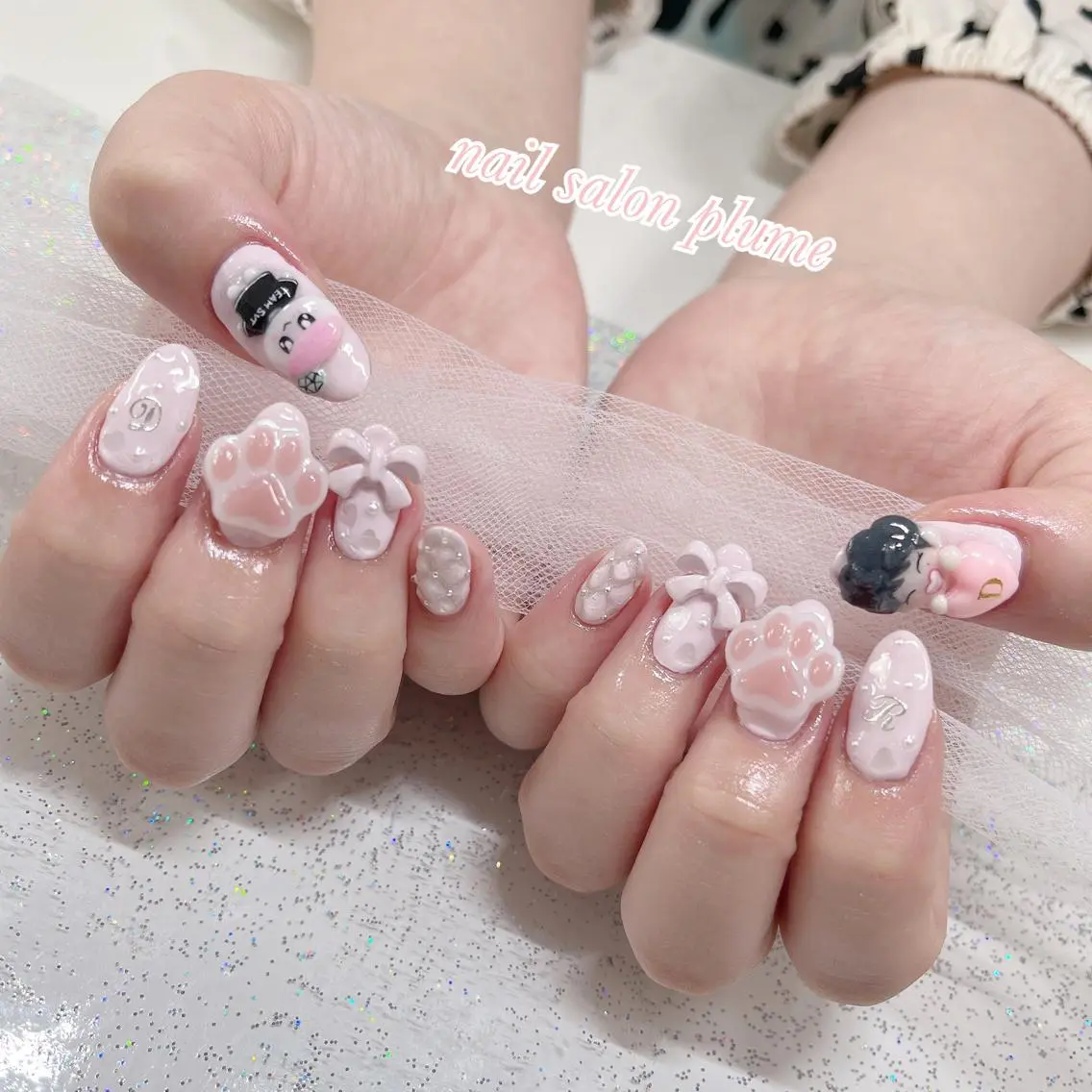 ネイル アートネイル ガーリー ハート 韓国ネイル 持ち込み ハンドネイル plume nail ☆韓国ネイルのネイルデザイン