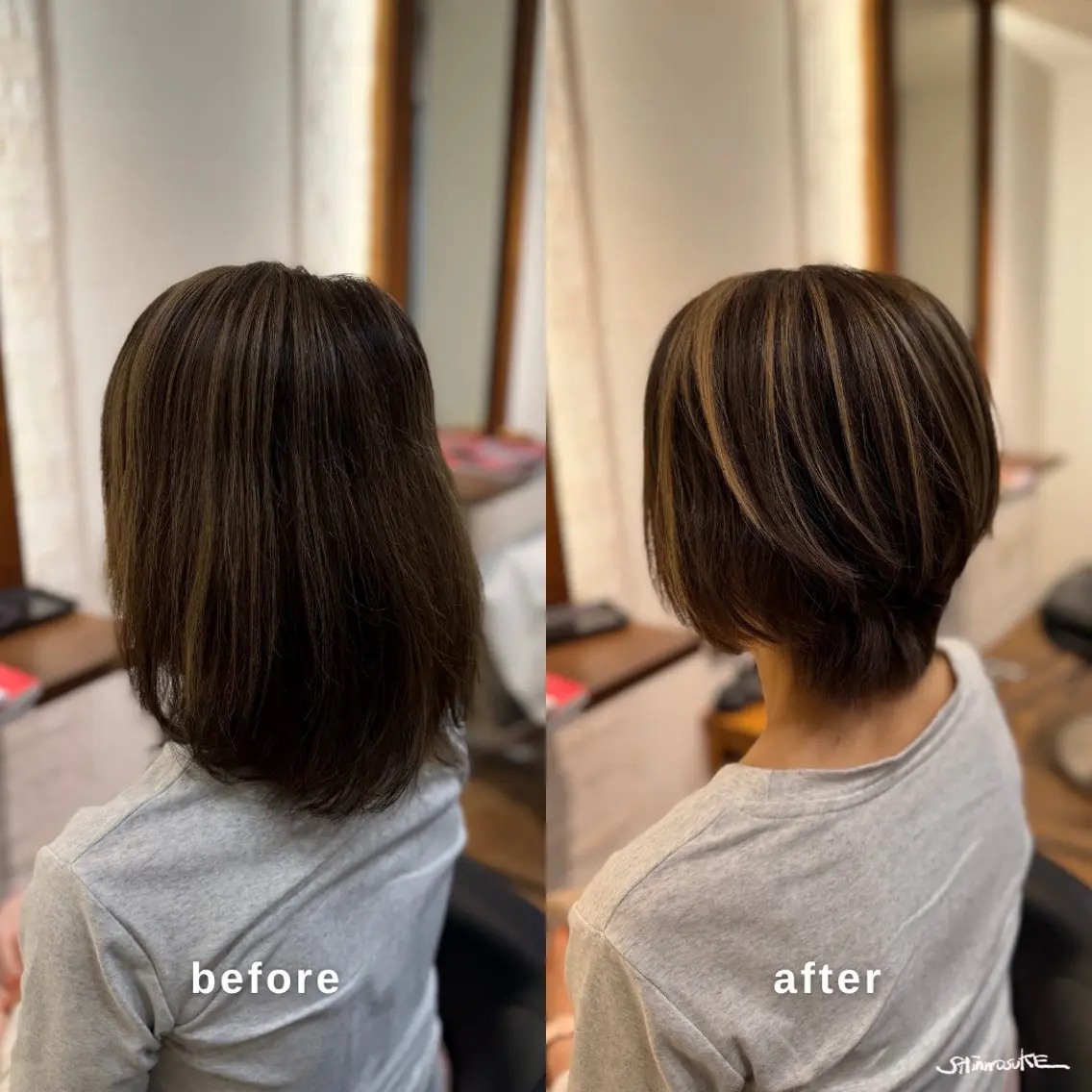 ショート カラー ハイライトカラー ハイライト ショートヘア カット トリートメント しんのすけ /モデルさん募集中のヘアスタイル